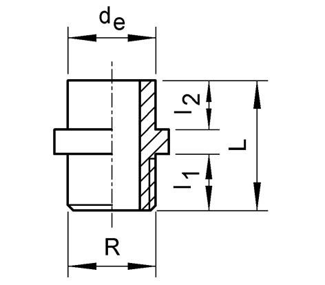 SANIT 195622511 Адаптер ниппель, PP-H, SDR 11, внешняя резьба  - Вид №1