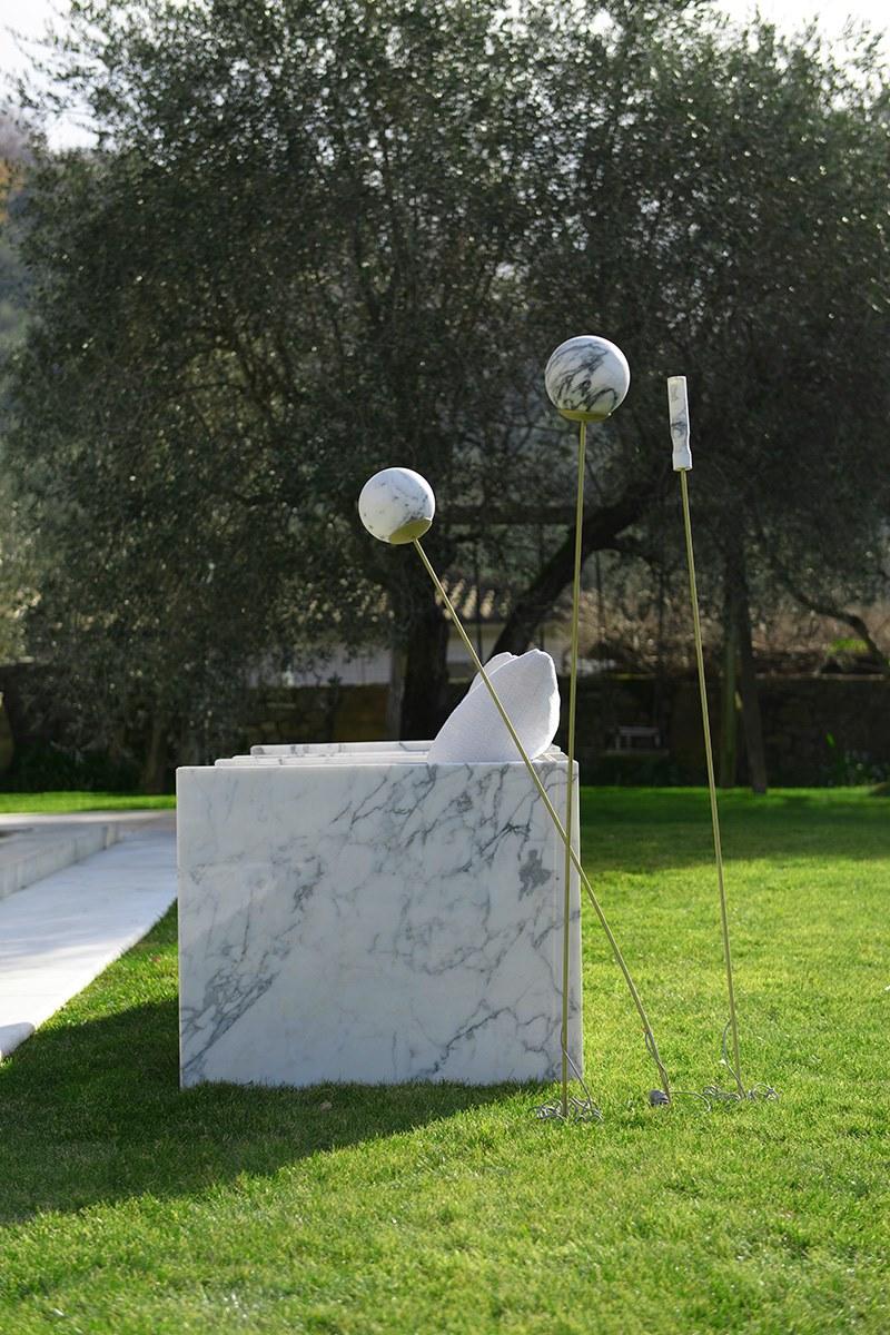 FranchiUmbertoMarmi Торшер из латуни и мрамора калакатта Eclissi Hd040zebbra - Вид №4