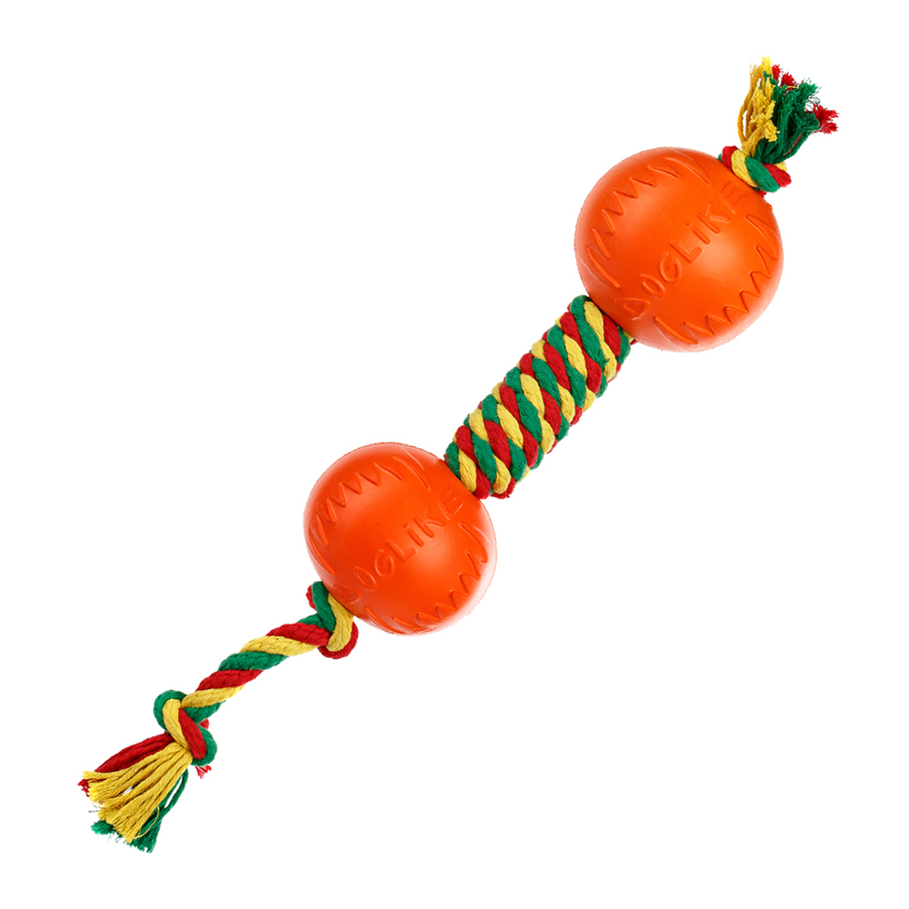 ПР0055330 Игрушка для собак Dental Knot Гантель канатная малая (Красный-желтый-зеленый) DOGLIKE  - Вид №1
