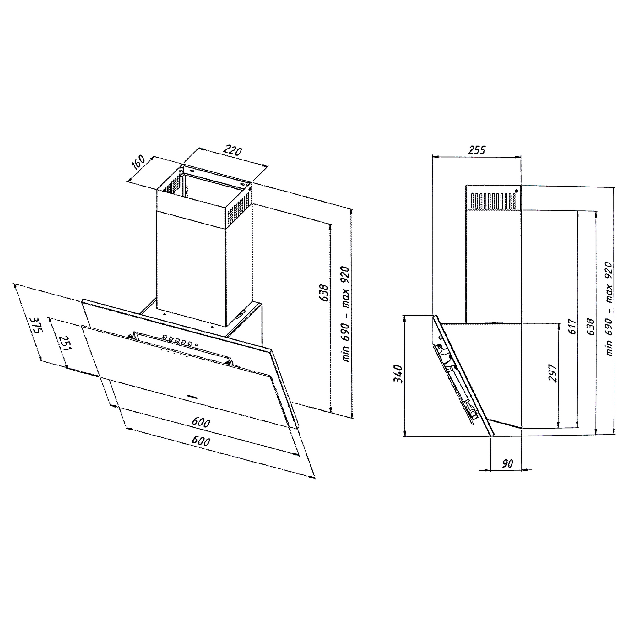 9940342 Вытяжка наклонная Akpo WK-4 Juno eco II черный/черный STDN-0117721 - Вид №11