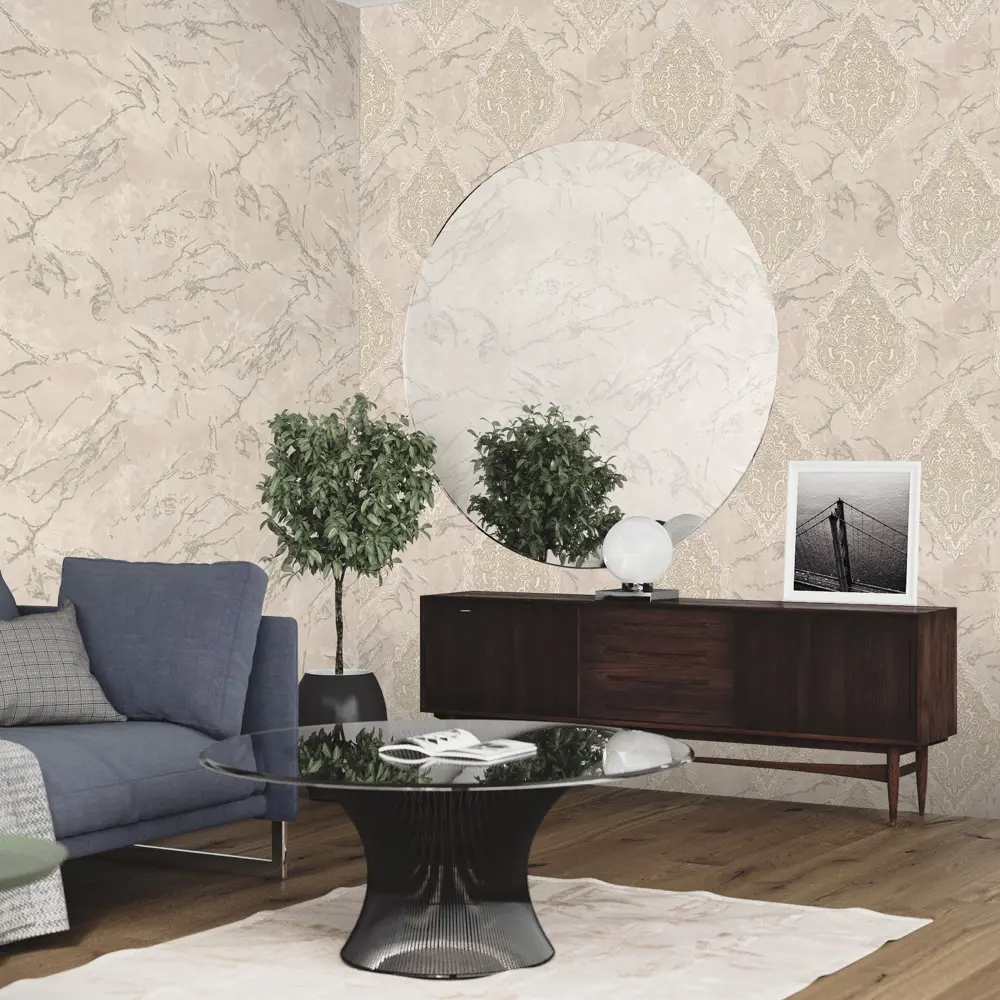 Обои флизелиновые Euro Decor Sultan бежевые 1.06 м 7135-01 STLM-2129888 - Вид №3