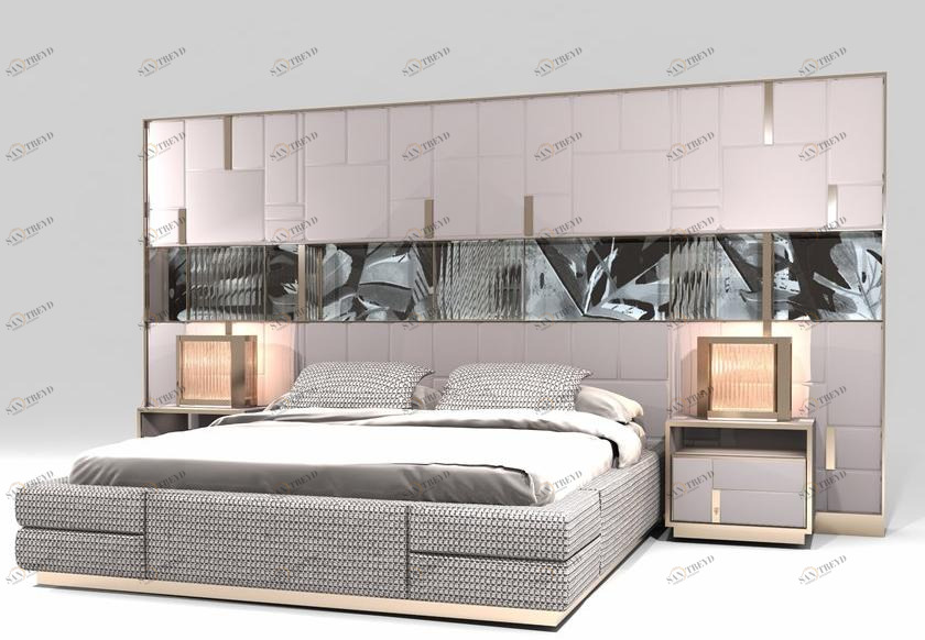 Visionnaire Кровать из стали и стекла с мягким изголовьем sun-id-1414122