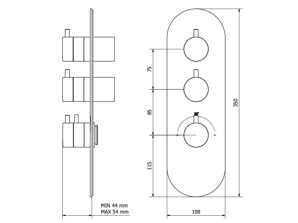Термостатический смеситель для душа с 3 отверстиями IB AQUA - 2 WAYS EUA212 ARCH-00143058 - Вид №11