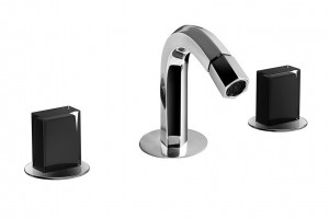 N409S  Смеситель на 3 отверстия для бидевылет 12 см без ручек ограничитель потока воды до 5 л/мин при 3 бар картридж керамический 90° видимый аэратор подводка донный клапан нажимного типа ручки заказываются отдельно, см. раздел ''Ручки'' Fantini Rubinetti