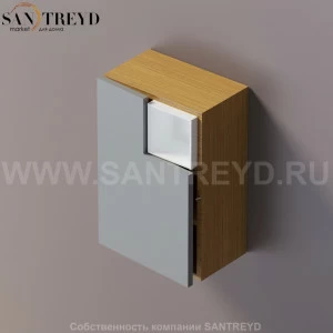 FLAT V Подвесной шкаф с мыльницей с петлями слева. Отделка: тик и серая краска. AFXMO238042PTG