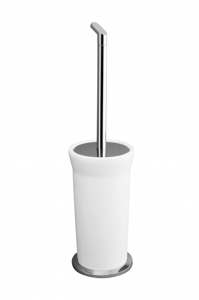 3533(13) Gedy G-Karma, напольный керамический ёрш, цвет хром - белая керамика