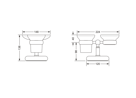 Мыльница и стаканчик для зубных щёток JOERGER Serie 1909 629.00.736.000 - Вид №1