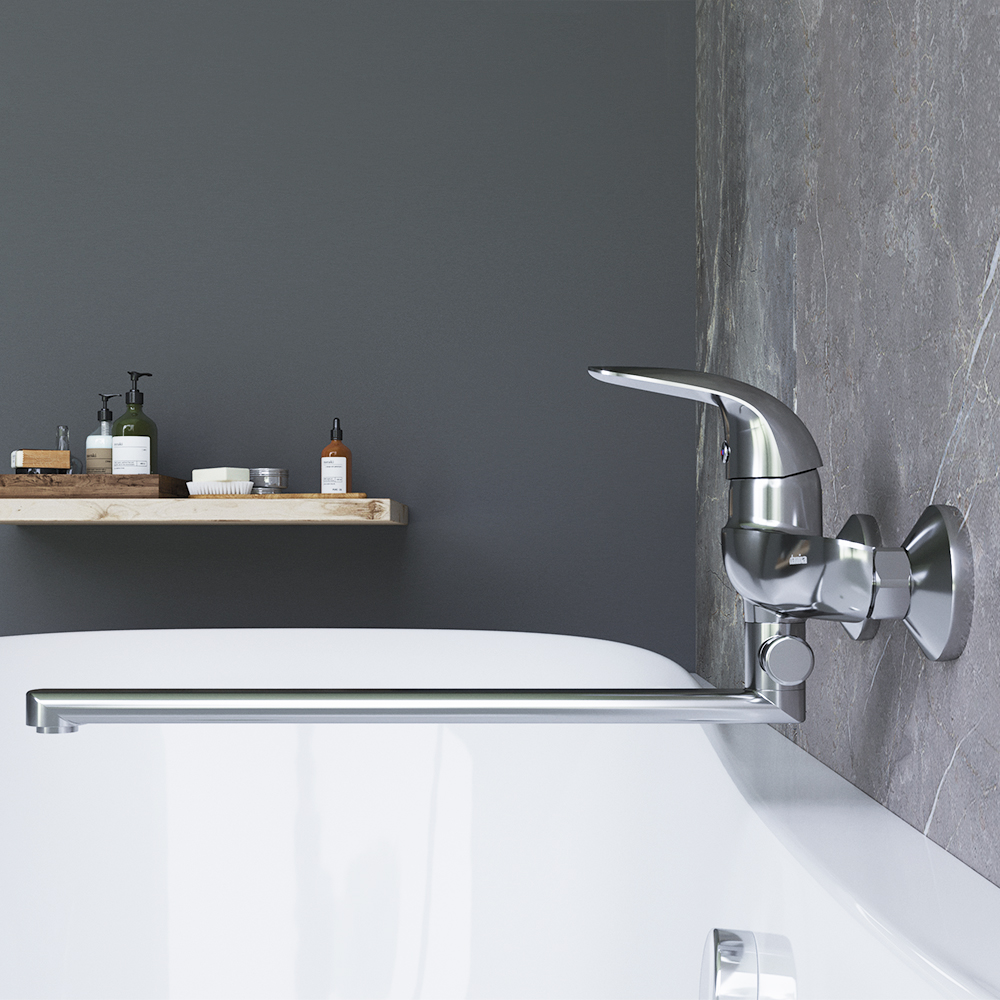 319500000 смеситель для ванны/душа с универсальным изливом 350 мм ручным душем Damixa Palace Bit  - Вид №7