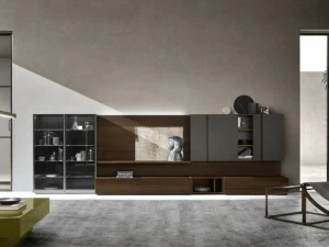 ZANETTE Лакированная стенка для хранения из дуба с подставкой под телевизор Day moove