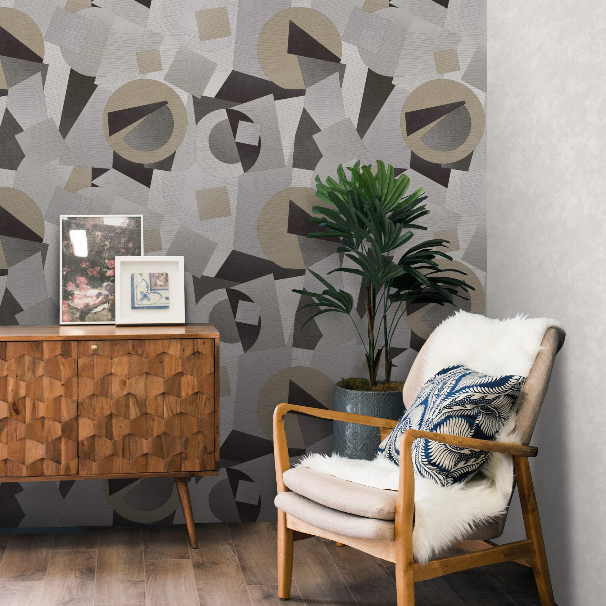 88479592 Обои флизелиновые Deco-Deco темно-серые 1.06 м DD6012-01 Forma Santreyd - Вид №4