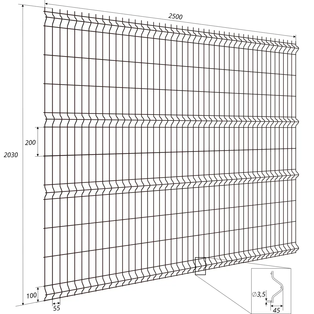 Grand Line 3D панель для забора Light 2,03×2,5 м коричневая 81990727 STLM-0016802 - Вид №3
