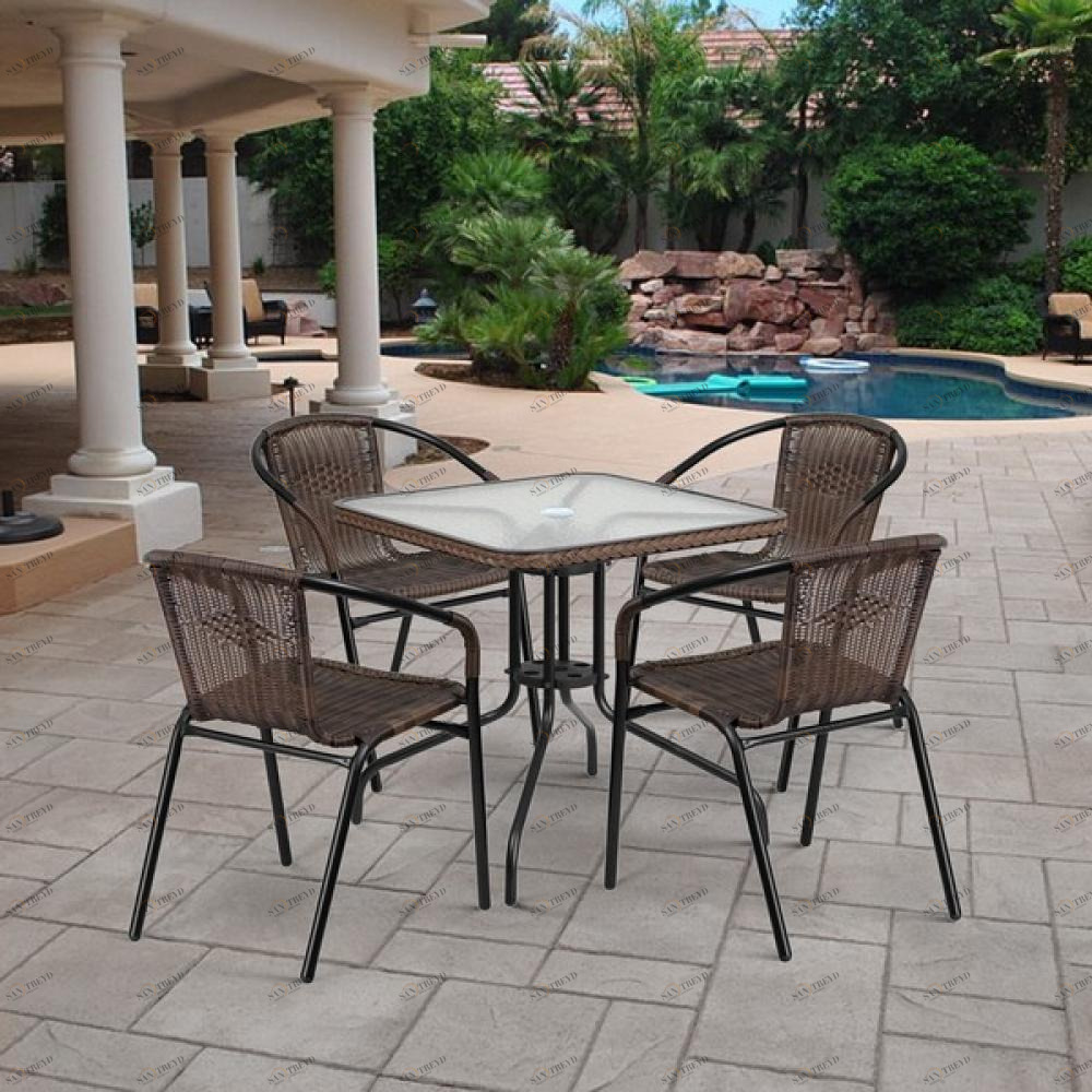 Мебель садовая коричневая, стулья и стол на 4 персоны "Асоль-3" AFINA  241071 Коричневый 