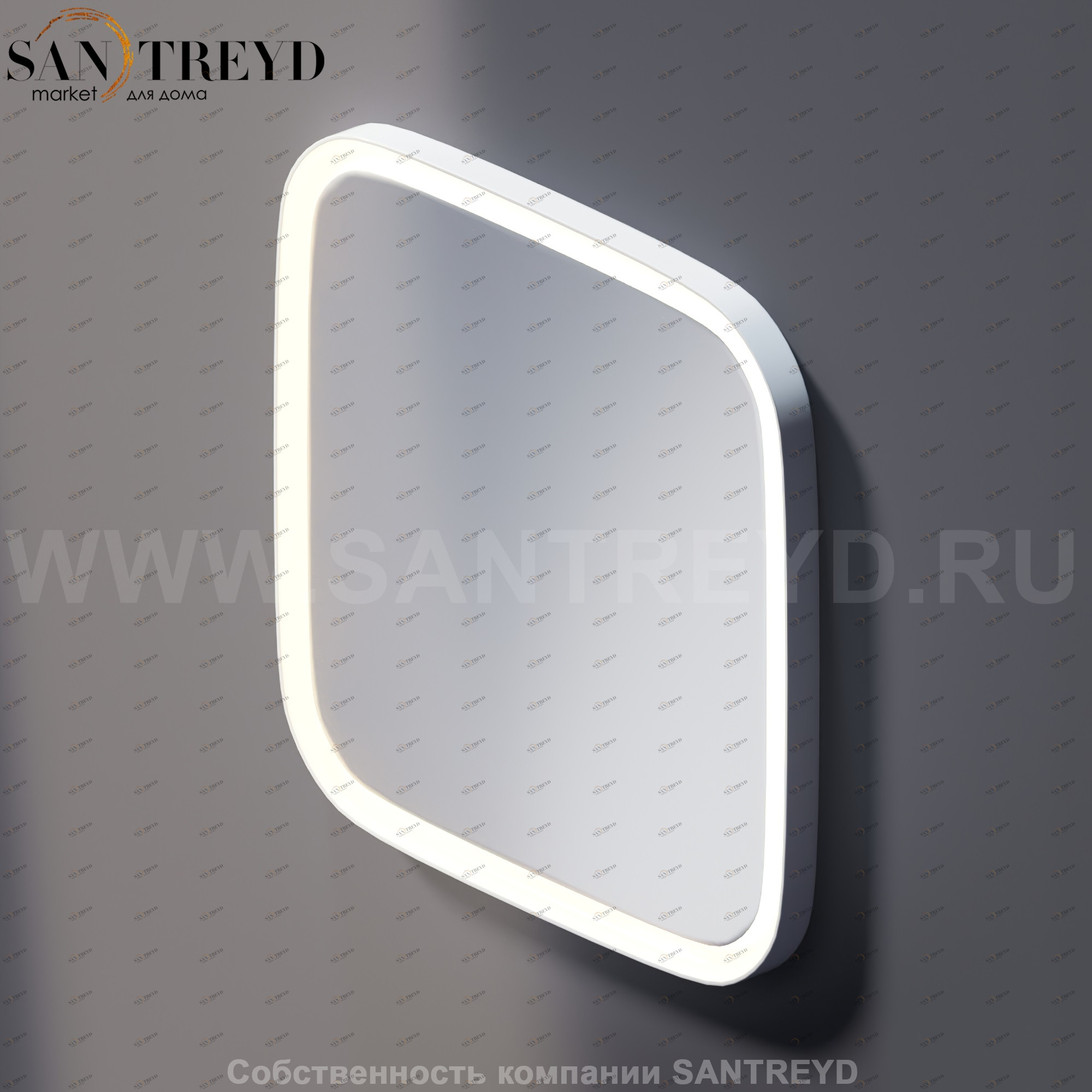 Agape MEMORY Зеркало квадратное с LED подсветкой в белой раме AMEM865ZL