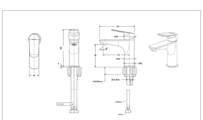 Смеситель для умывальника Rhein F1429564CP-9-ENG bravat  - Вид №1