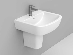 Керамическая одиночная подвесная раковина с переливом