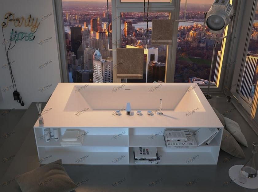 MOMA Design Отдельностоящая прямоугольная ванна с массивной поверхностью  Mmt 