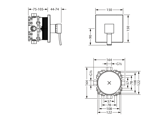 Смеситель для душа однорычажный ½" скрытого монтажа JOERGER Empire II 628.20.235.000 - Вид №1