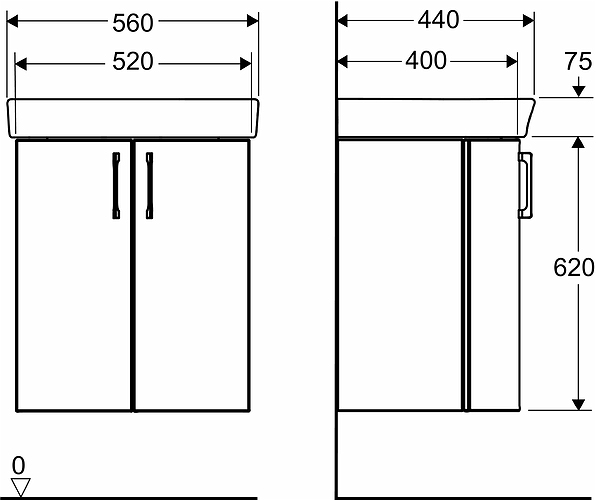 9616421001 Умывальник IDO Glow kit с основанием для умывальника, две дверцы  - Вид №1