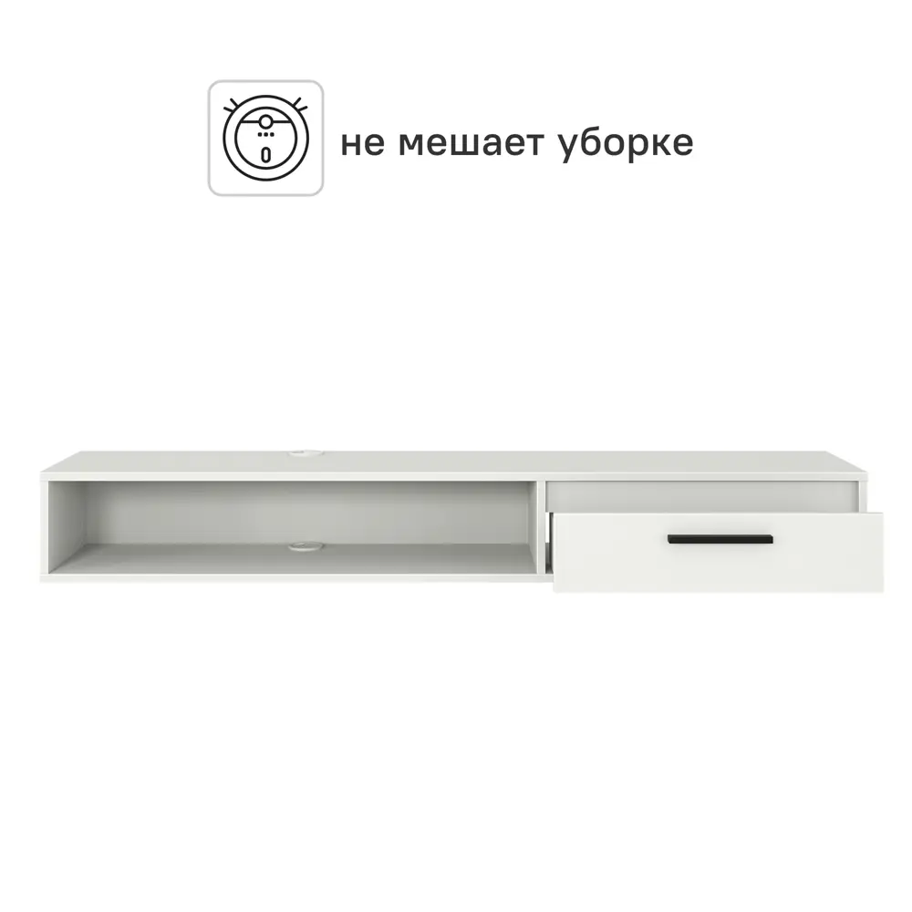 Тумба под телевизор Лион 150x20x30 см ЛДСП цвет белый Santreyd STLM-2180092 - Вид №4