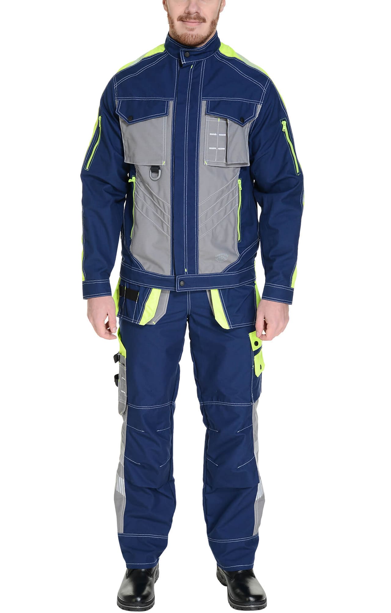 68844 Костюм "Прогресс" темно-синий с серым лимон  Летняя спецодежда  размер 52-54/170-176  - Вид №12