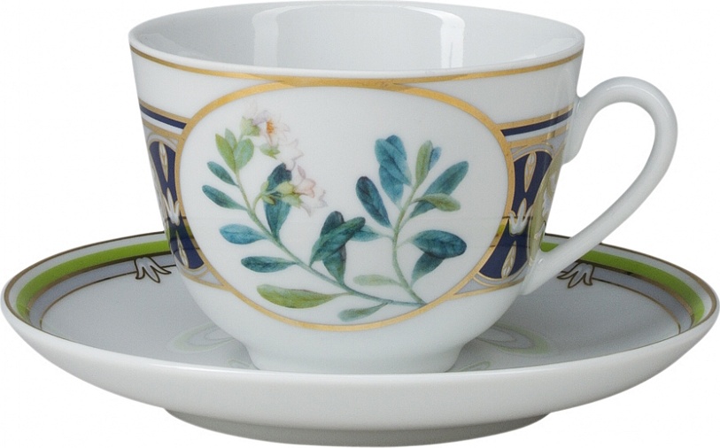 10622285 Императорский фарфоровый завод Чашка чайная с блюдцем "Брусника поспела" "Весенняя" Фарфор твердый 