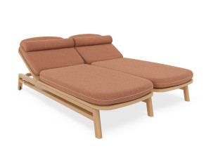 Двойная Садовая кровать из тикового дерева с подушками Sunbrella