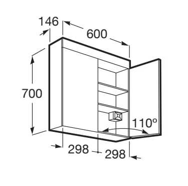 Прямоугольное зеркало с настенным контейнером Roca EIDOS 85737 / 85738 ARCH-00099256 - Вид №4