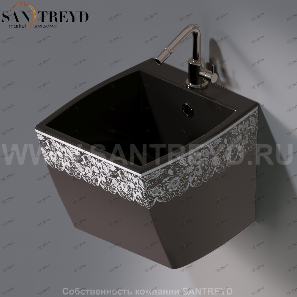 L253.461 Подвесная раковина настенная овальная A. e T. Italia SQUARE черная AeT ITALIA