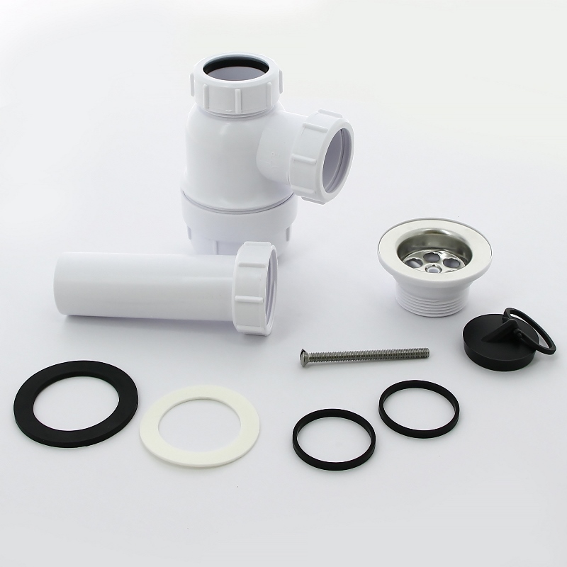 Сифон McAlpine бутылочный 1 1/2"х40 мм с выпуском 70 мм нерж. решетка пробкой выход компресс. D=40 мм MRSK2 - Вид №4