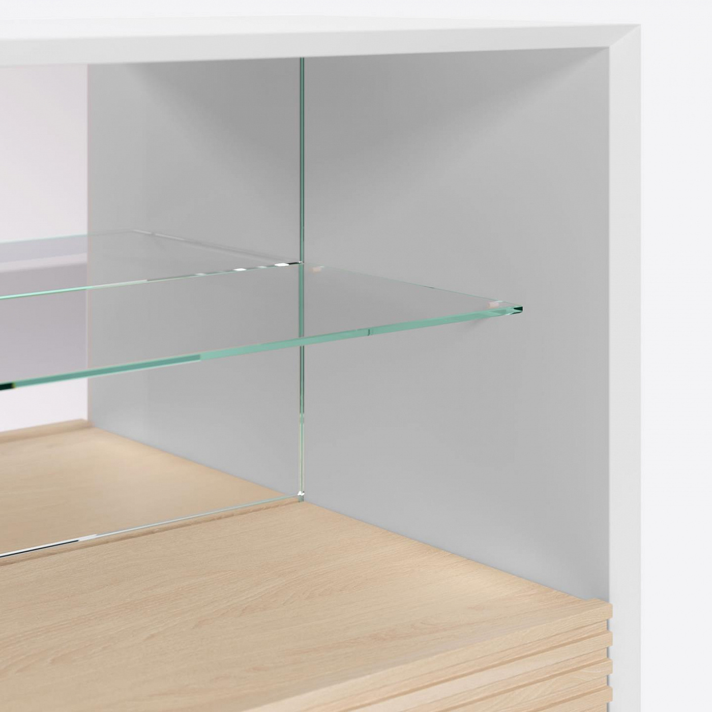 107628 Сервант с пятью ящиками из ясеня с белым лаком 64 x 142 см. La Forma Marielle  - Вид №1