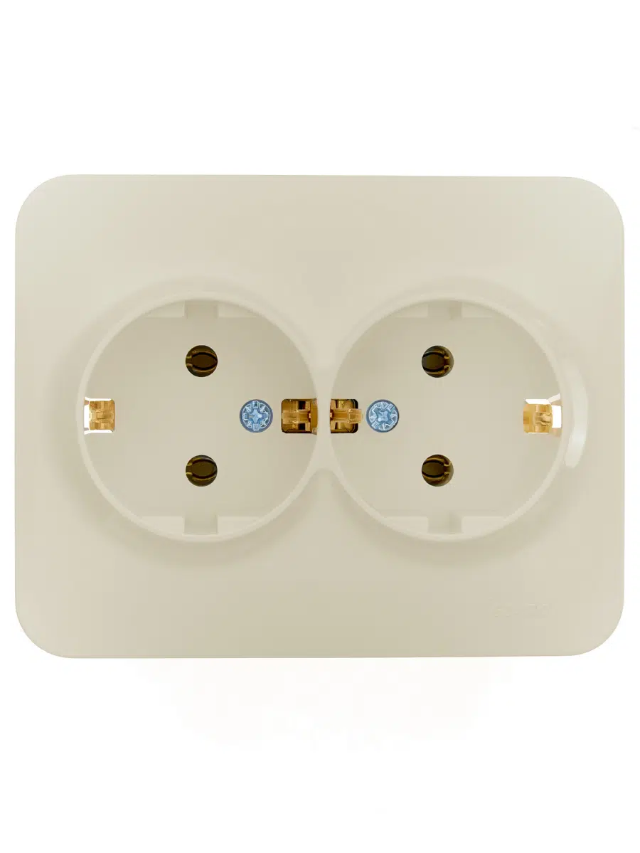 ASTI Розетка двойная с/з ПБТ крем LEZARD 7081-0300-127B - Вид №2