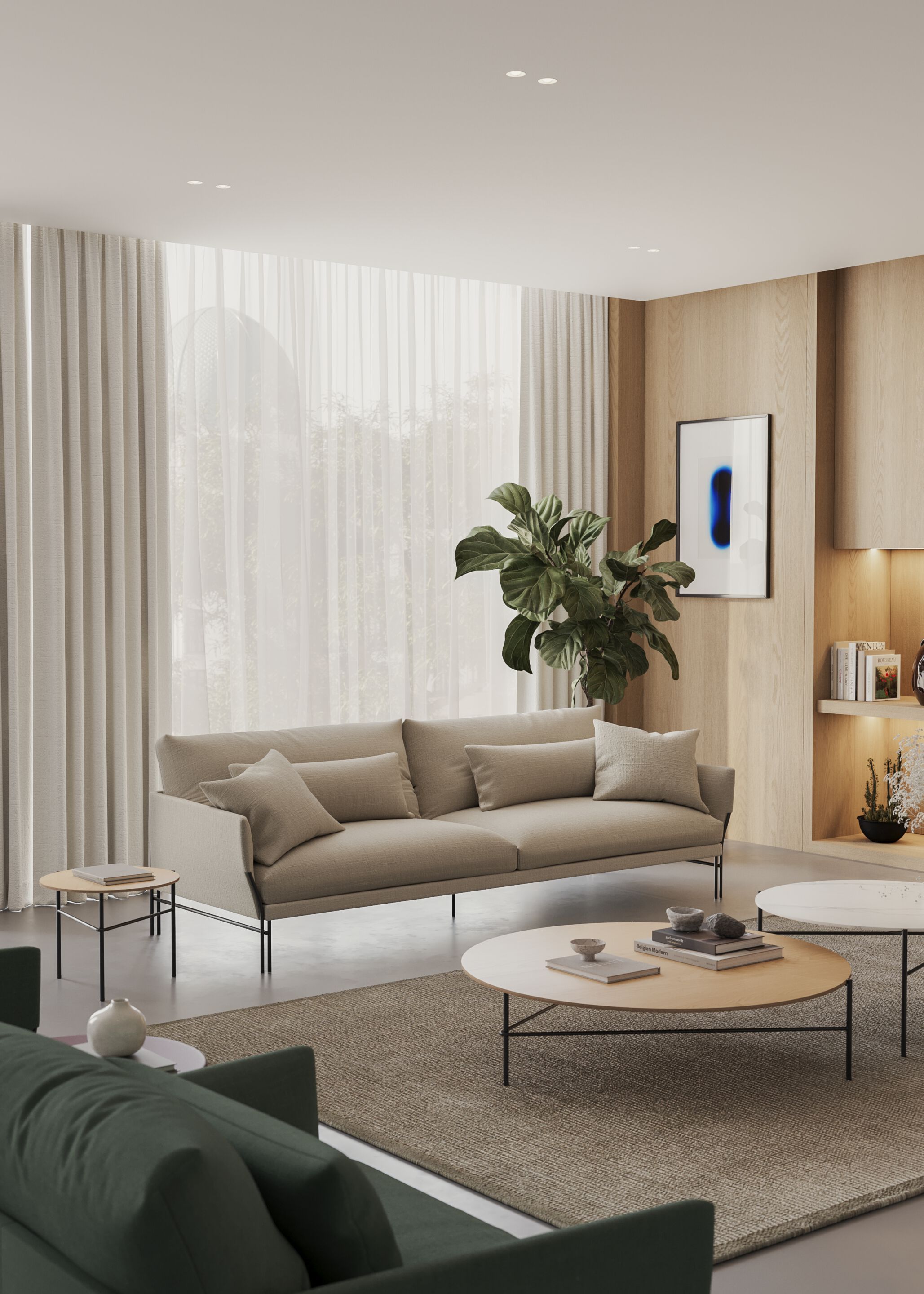 3-местный тканевый линейный диван Omelette Editions Majestic ARCH-00028042 - Вид №1