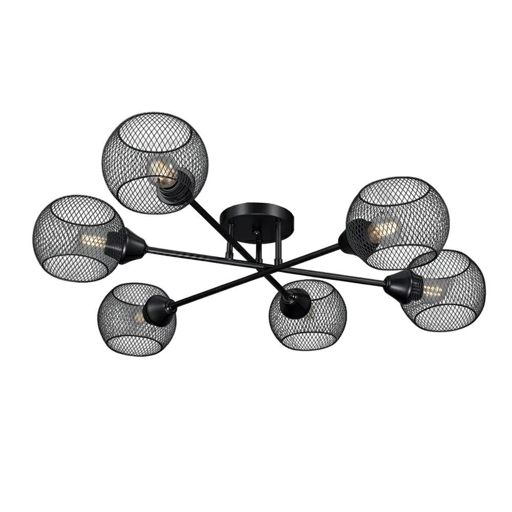 Люстра потолочная Эйр РС23634 6 ламп 18 м² цвет черный РОССВЕТ STLM-2022427 - Вид №2