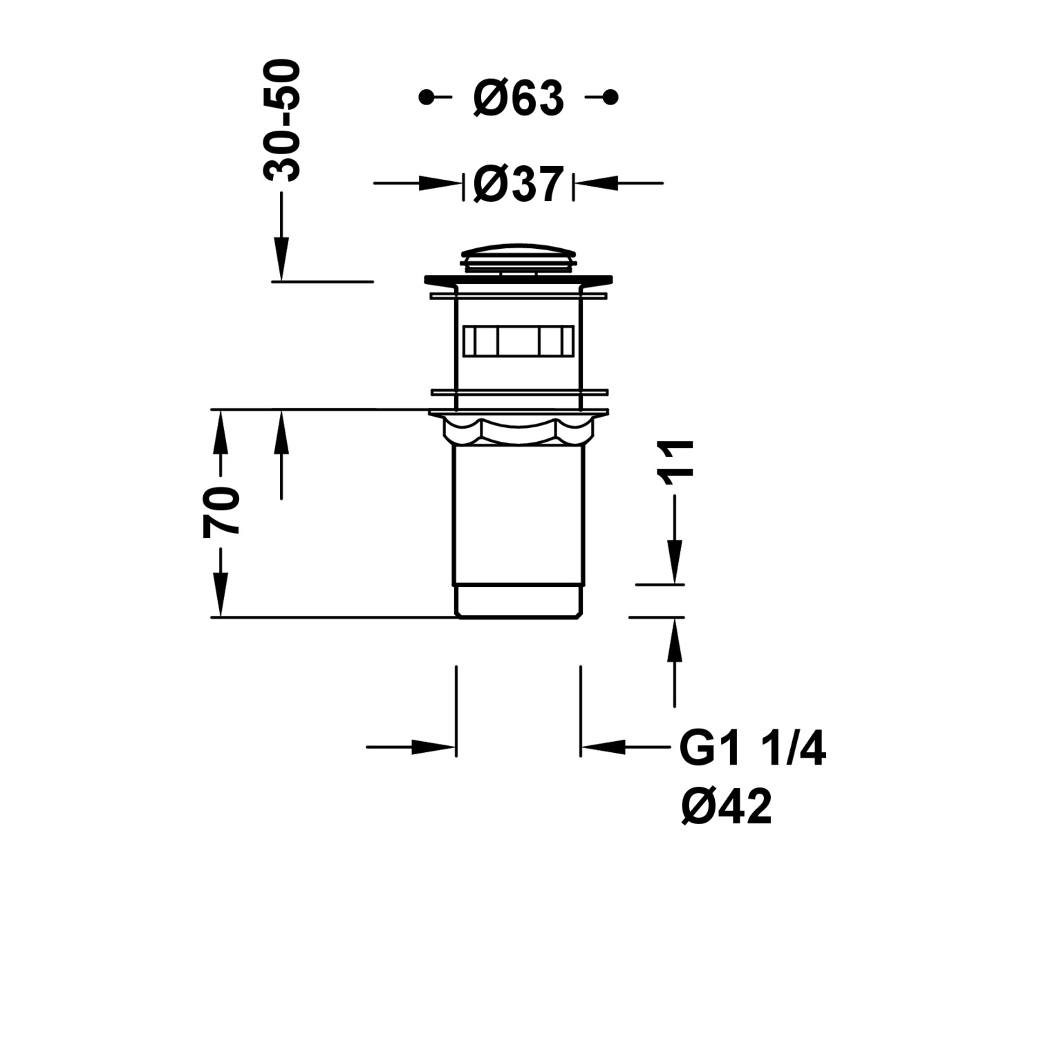Сливной клапан Click-clack для умывальника с переливом-13454110 TRES Drain - Вид №1