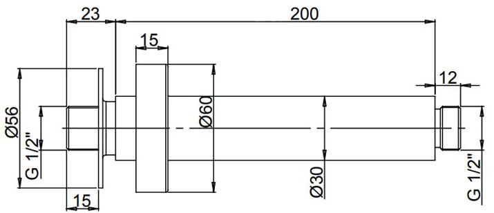 Потолочный крепёж для душа 50CR744T620BI длиной 200 мм Paini  - Вид №1