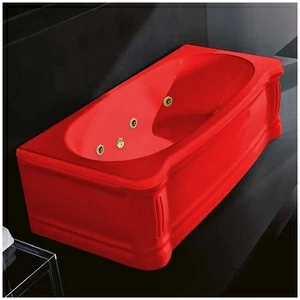 Ванна Gruppo treesse New Classic STD-V6777-DX-K красная с гидромассажем прямоугольная правая  с золотой фурнитурой