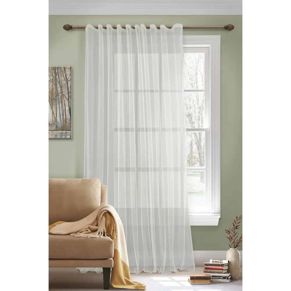 Тюль на ленте Baccarat 250x280 см цвет кремовый MIAMOZA STLM-2141061 - Вид №4