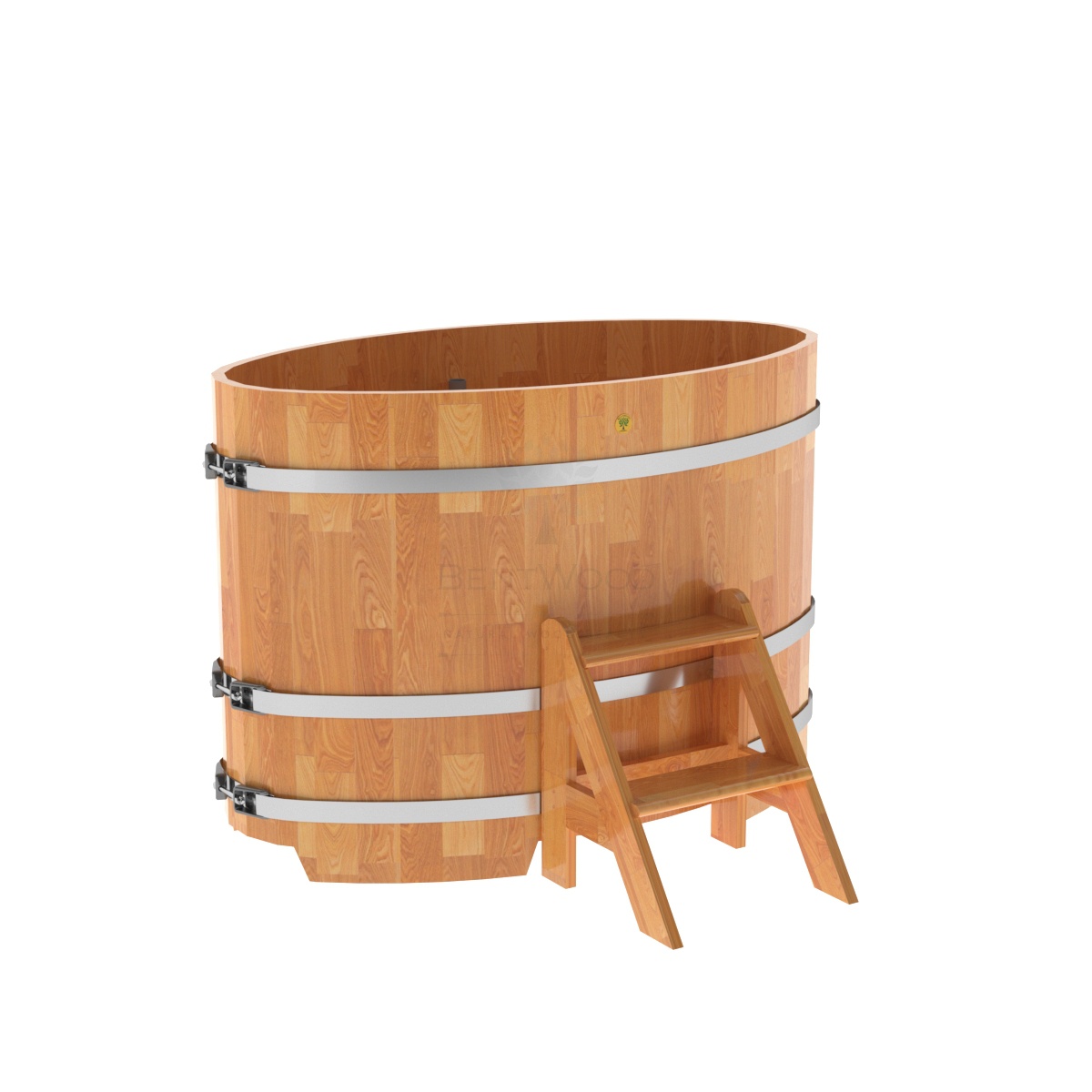 1492 Купель овальная из сращенных ламелей лиственницы 0,80х1,42х1,0 натуральная Alyarus 