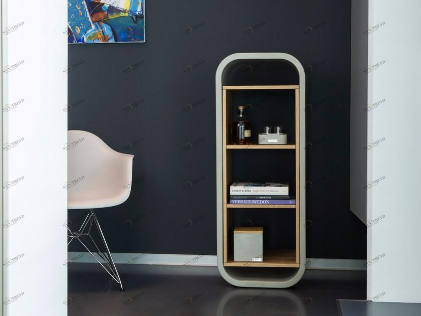 CO33 Книжный шкаф из бетона и дерева Opus O120r