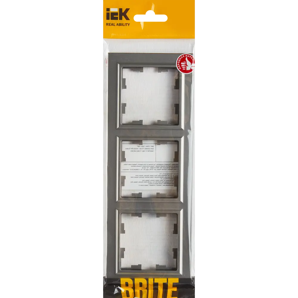 Рамка IEK Brite для розеток и выключателей на 3 поста в стальном цвете 87761353 STLM-1115274 - Вид №3