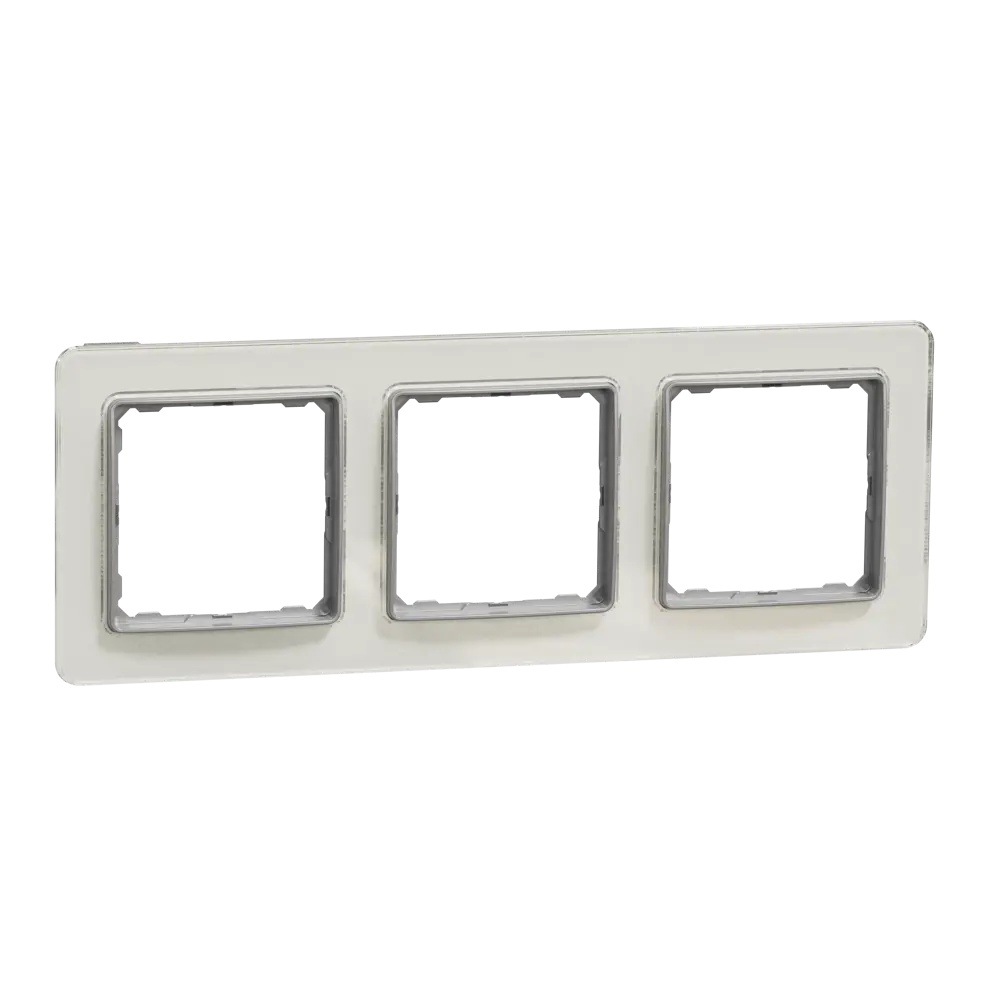 Рамка для розеток и выключателей Systeme Electric Sedna Design 3 поста, цвет белое стекло STLM-2166789 - Вид №1