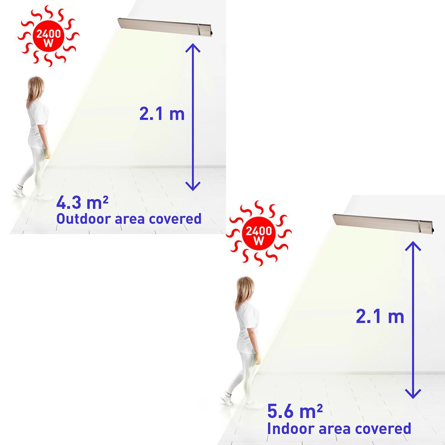 Инфракрасный обогреватель из стеклокерамики и алюминия SINED CALORE 2400 ARCH-00146802 - Вид №7