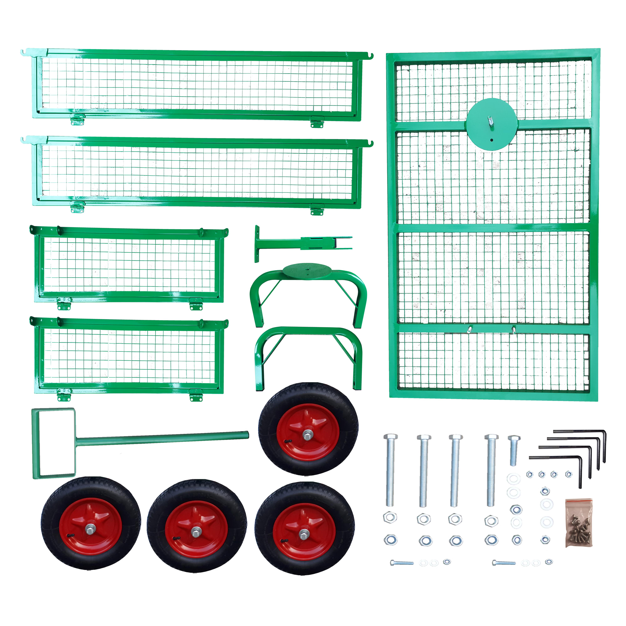 82814125 Тележка 4 колеса 102.5x62.5x98 см надутое колесо откидной борт Santreyd  - Вид №2