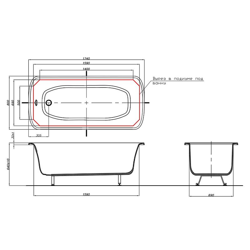 24329 Ванна из литьевого мрамора Migliore Olivia - Вид №2
