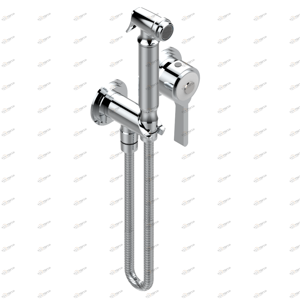 G2S-5840/MBG Комплект для душа, включающий смеситель, армированный шланг 1 м 25 см, ручной душ с курковым распылителем, выход из стены и предохранительный запорный клапан Thg-paris Frivole с рукоятками Хром G2S 5840/MBG A02 CAT.A