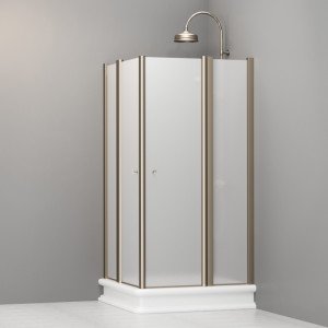 9148S3 Душевая кабинаDX/SX с двумя распашными дверьми и неподвижными элементами для душевого поддона квадрат 100x100, цвет Бронзовый Kerasan RETRO Италия