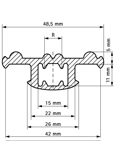 6568042 BIS Strut Резиновый профиль звукоизолирующий вкладыш для Strut-профиля walraven  - Вид №1