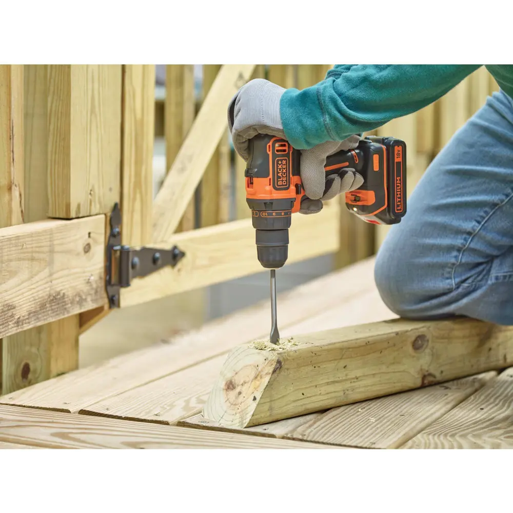 Дрель-шуруповерт аккумуляторная Black&Decker BDCDD186KB, 18 В Li-ion 2x1.5 Ач BLACK + DECKER STLM-2172039 - Вид №9