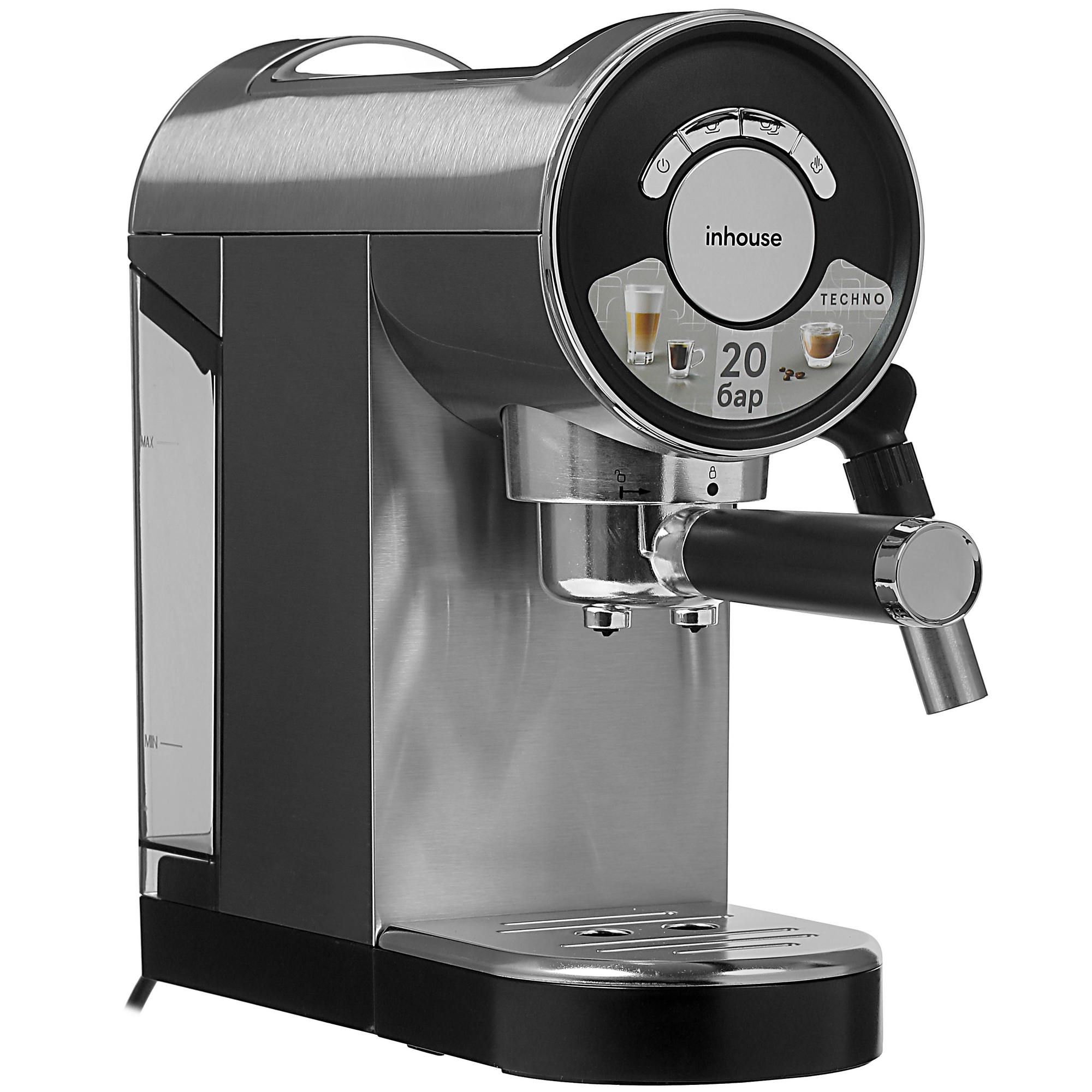 5347872 Кофеварка рожковая inhouse ICM2001 серебристый STDN-0012250