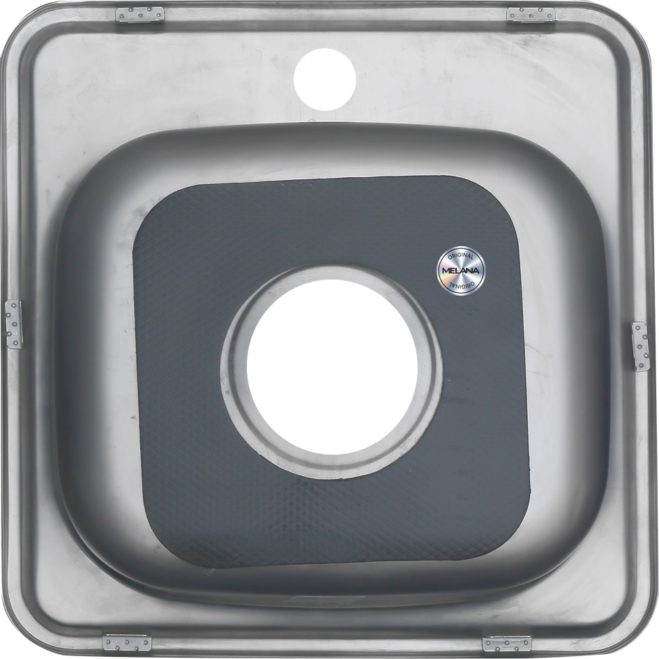 Мойка 3838 MELANA 0,6/160 врезная квадратная с сифоном (022 t *15) 022 t (*15) - Вид №2